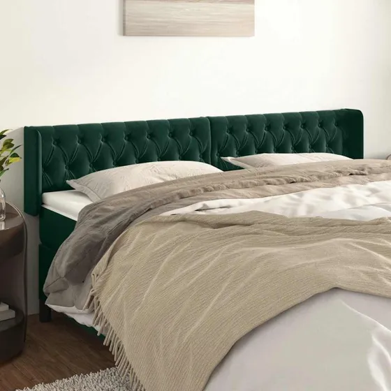 vidaXL Sengegavl med Kanter 203x16x78/88 cm, Mørkegrøn