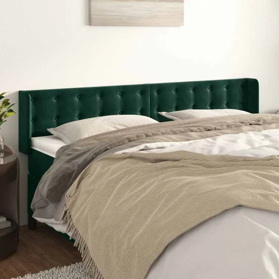 vidaXL Sengegavl med Kanter 163x16x78/88 cm, Mørkegrøn