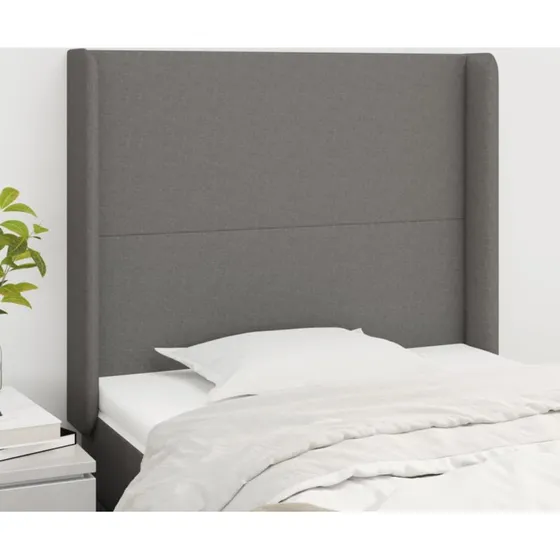 vidaXL Sengegavl med Kanter 83x16x118/128 cm Mørkegrå