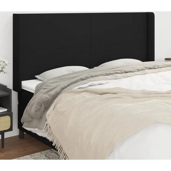 vidaXL Sengegavl med Kanter 183x16x118/128 cm, Sort