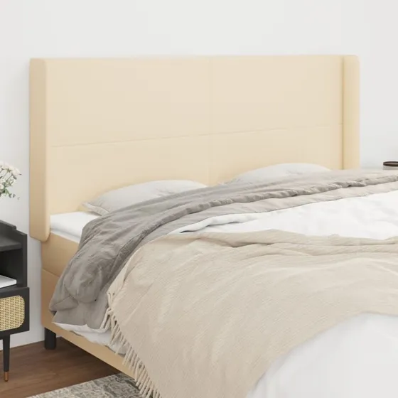 vidaXL Sengegavl med Kanter 183x16x118/128 cm Creme