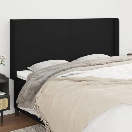 vidaXL Sengegavl med Kanter 203x16x118/128 cm, Sort