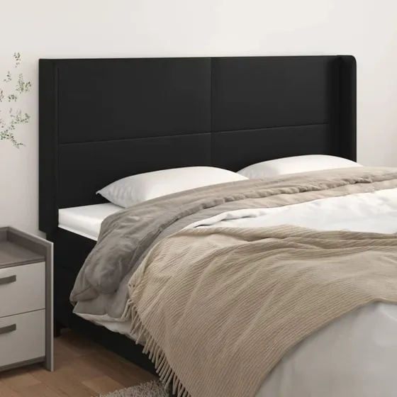 vidaXL sengegavl med kanter 203x16x118/128 cm sort