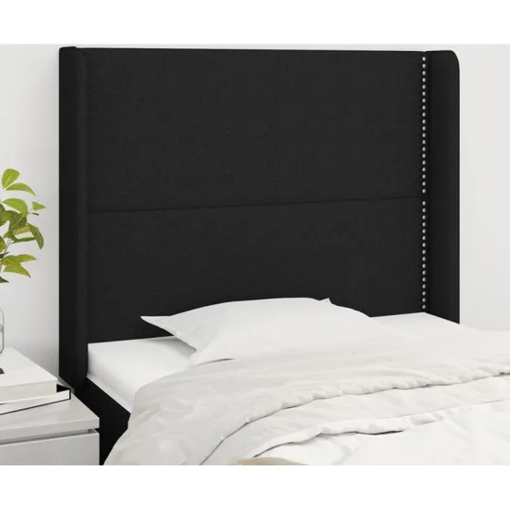 vidaXL Sengegavl med Kanter 93x16x118/128 cm Sort