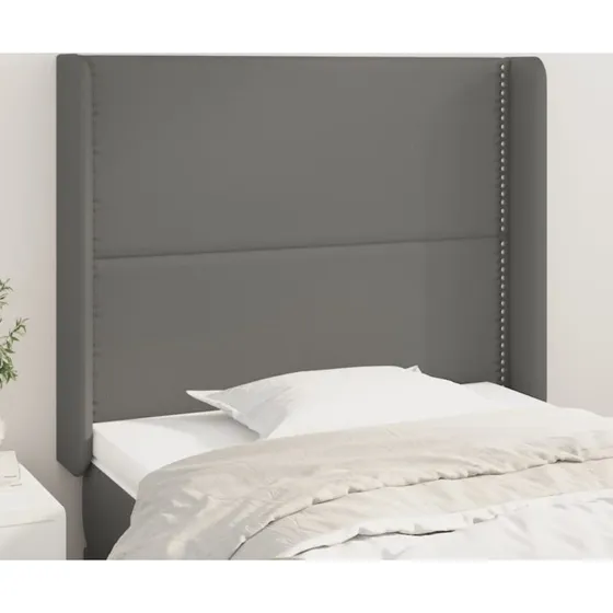 vidaXL sengegavl med kanter 93x16x118/128 cm grå kunstlæder