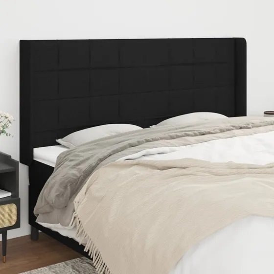 vidaXL Sengegavl med Kanter 203x16x118/128 cm, Sort