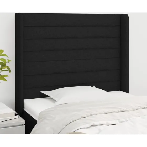 vidaXL Sengegavl med Kanter 103x16x118/128 cm, Sort