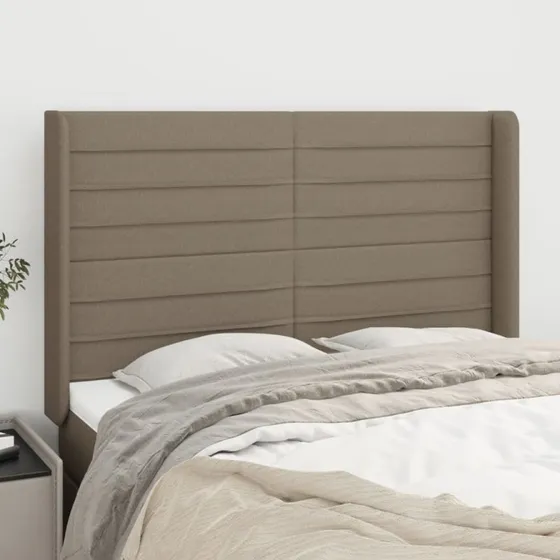 vidaXL Sengegavl med Kanter 147x16x118/128 cm Gråbrun