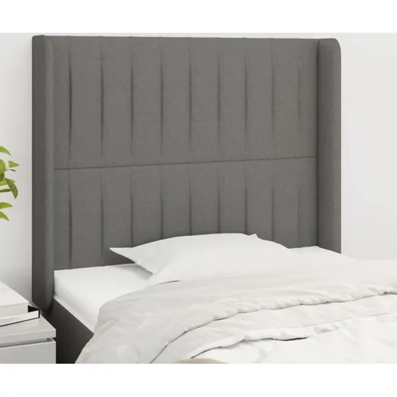 vidaXL Sengegavl med Kanter 103x16x118/128 cm, Mørkegrå