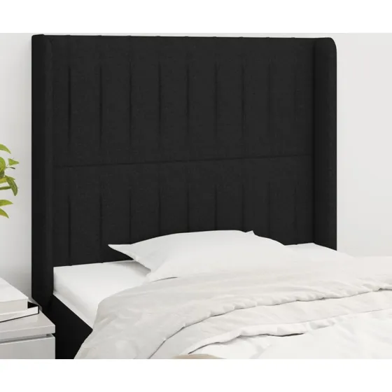 vidaXL Sengegavl med Kanter 103x16x118/128 cm, Sort