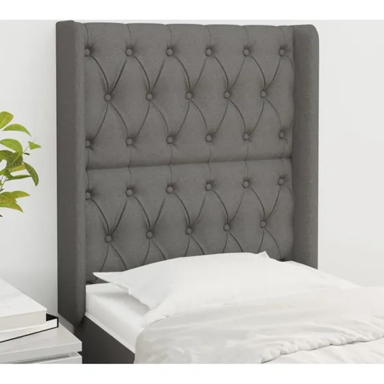 vidaXL Sengegavl med Kanter 83x16x118/128 cm Mørkegrå