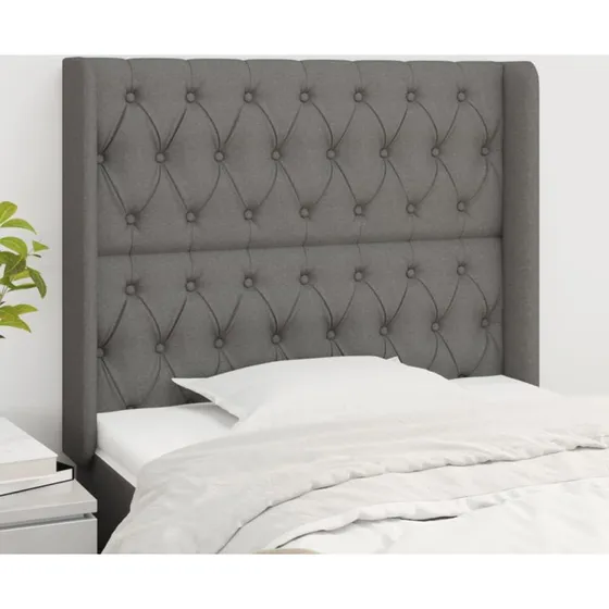 vidaXL Sengegavl med Kanter 93x16x118/128 cm Mørkegrå