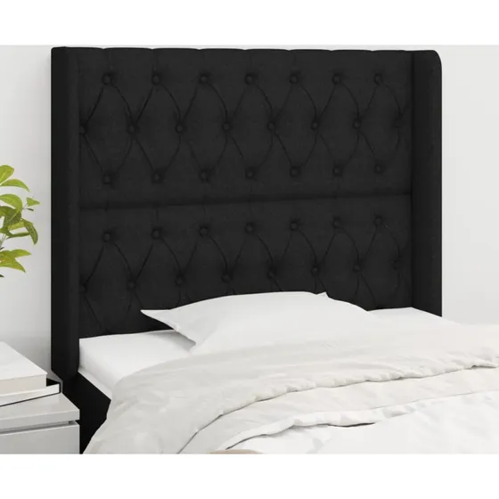 vidaXL Sengegavl med Kanter 93x16x118/128 cm, Sort