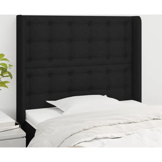 vidaXL Sengegavl med Kanter 93x16x118/128 cm, Sort