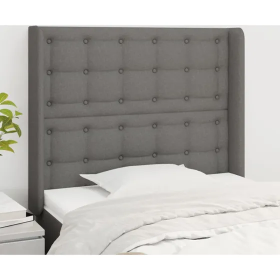 vidaXL Sengegavl med Kanter 103x16x118/128 cm Mørkegrå