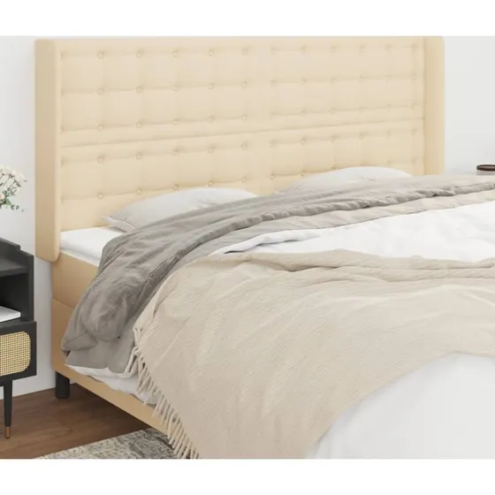 vidaXL Sengegavl med Kanter 183x16x118/128 cm Creme