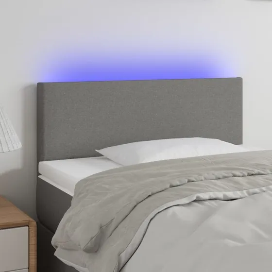 vidaXL Sengegavl med LED-lys 100x5x78/88 cm mørkegrå