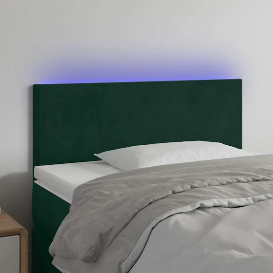 vidaXL Sengegavl med LED-lys 80x5x78/88 cm mørkegrøn