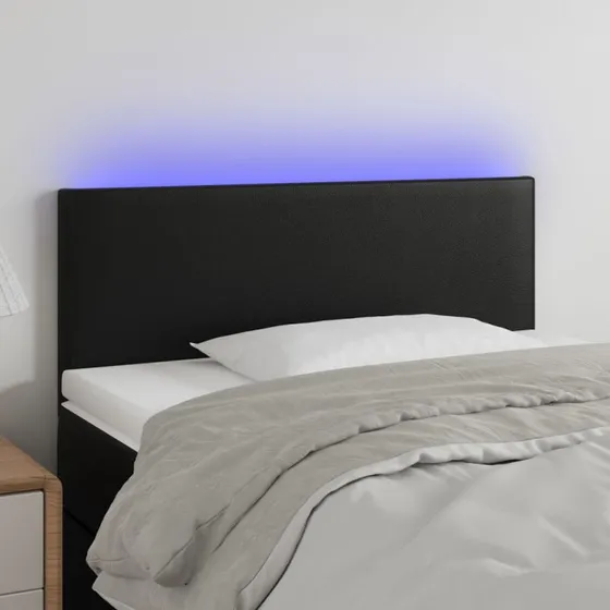 vidaXL Sengegavl med LED-lys 80x5x78/88 cm sort