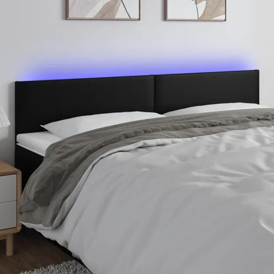 vidaXL Sengegavl med LED-lys 180x5x78/88 cm, sort