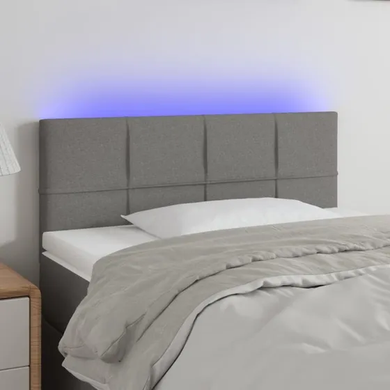 vidaXL Sengegavl med LED-lys 100x5x78/88 cm mørkegrå