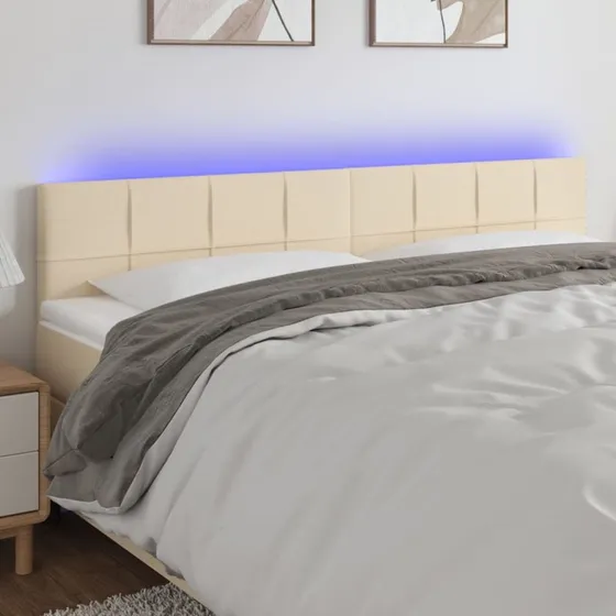 vidaXL Sengegavl med LED-lys 180x5x78/88 cm creme