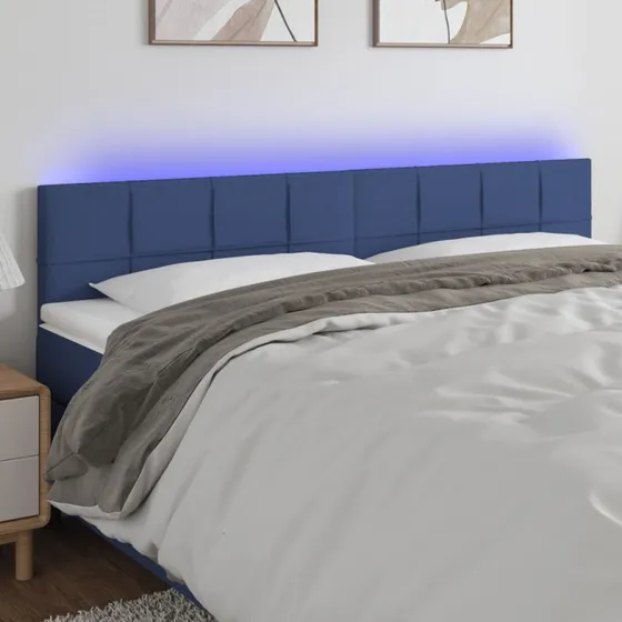 vidaXL Sengegavl med LED-lys 180x5x78/88 cm, blå