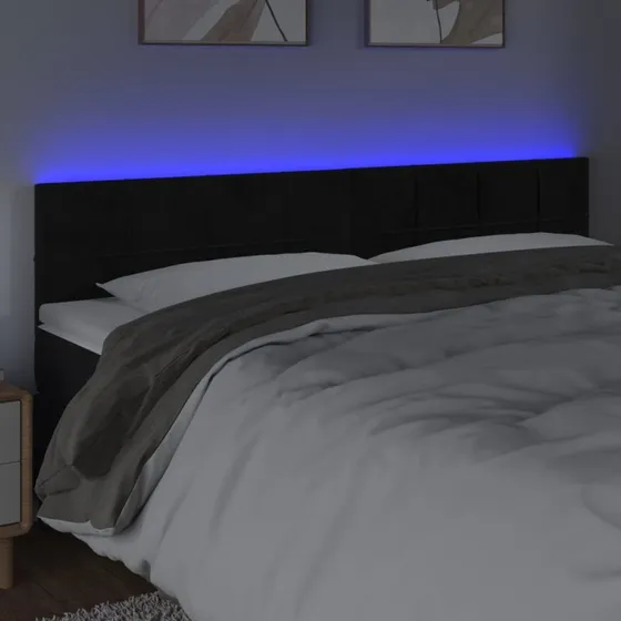 vidaXL Sengegavl med LED-lys 180x5x78/88 cm, sort