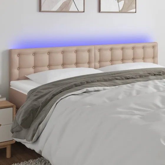 vidaXL Sengegavl med LED-lys 160x5x78/88 cm, cappuccino