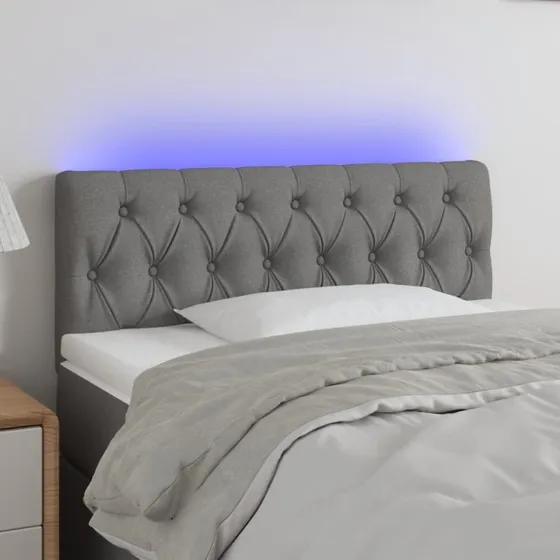 vidaXL Sengegavl med LED-lys 90x7x78/88 cm mørkegrå