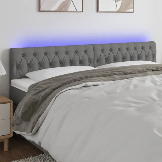vidaXL Sengegavl med LED-lys 200x7x78/88 cm mørkegrå