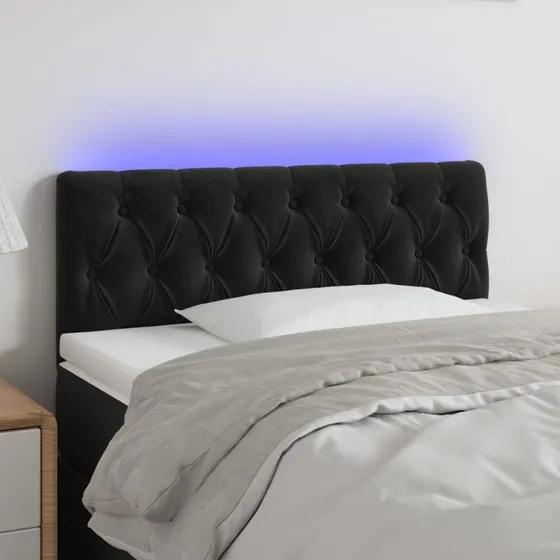 vidaXL Sengegavl med LED-lys 90x7x78/88 cm, sort