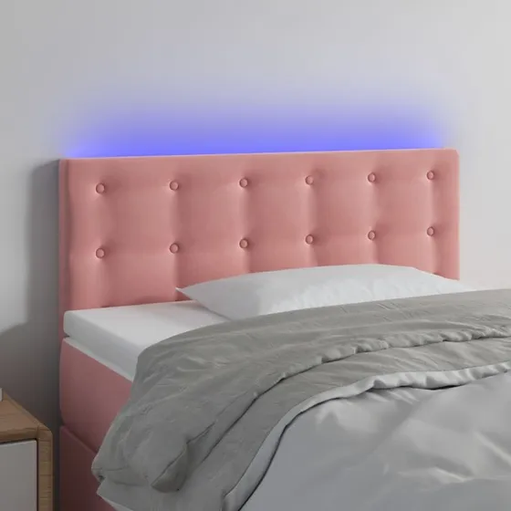 vidaXL Sengegavl med LED-lys 80x5x78/88 cm lyserød