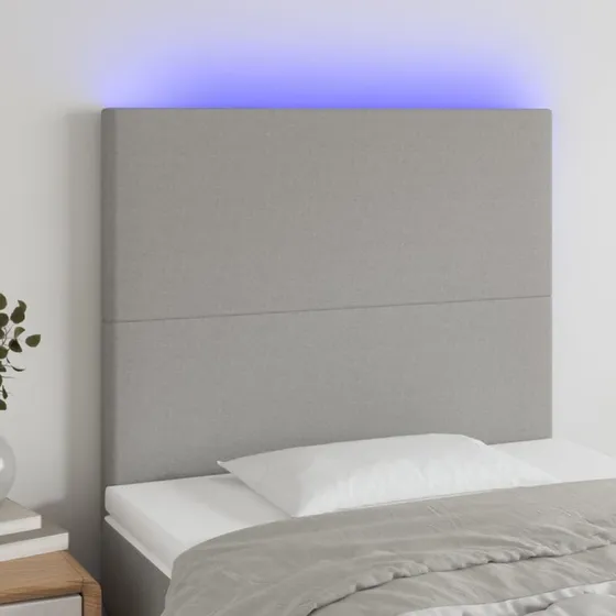 vidaXL Sengegavl med LED-lys 90x5x118/128 cm lysegrå
