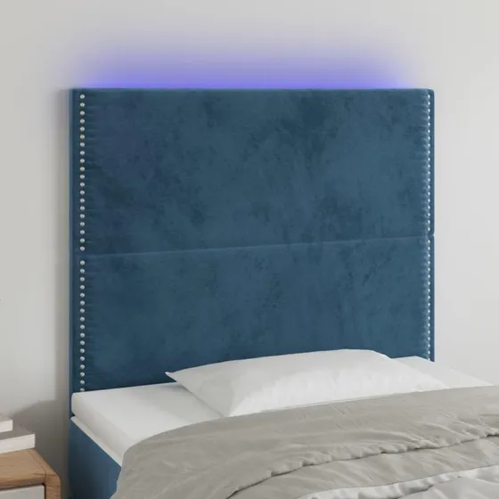 Lumina Sengegavl med LED-lys, mørkeblå, 90x5x118/128 cm