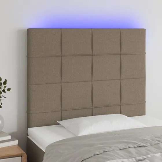vidaXL Sengegavl med LED-lys 90x5x118/128 cm gråbrun