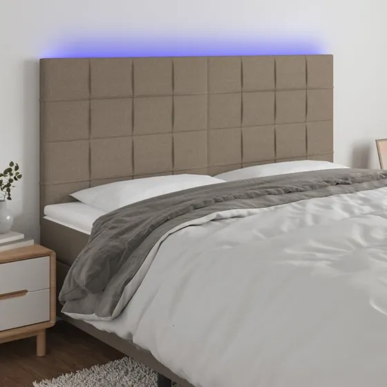 vidaXL Sengegavl med LED-lys 180x5x118/128 cm gråbrun
