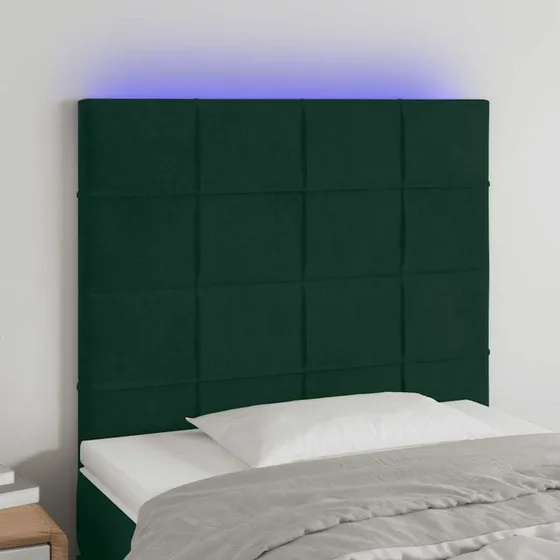 vidaXL Sengegavl med LED-lys 90x5x118/128 cm mørkegrøn