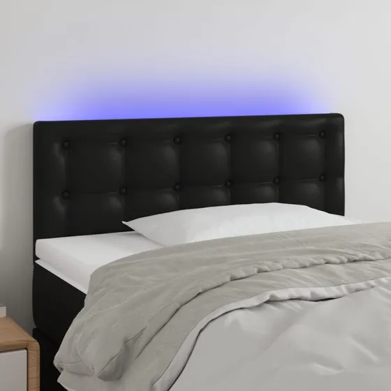 Cappuccino Sengegavl med LED-lys 80x5x118/128 cm Kunstlæder
