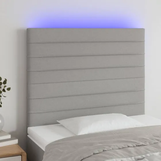 vidaXL Sengegavl med LED-lys 90x5x118/128 cm lysegrå