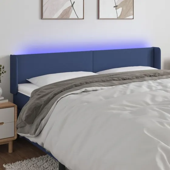 vidaXL Sengegavl med LED-lys 203x16x78/88 cm, blå