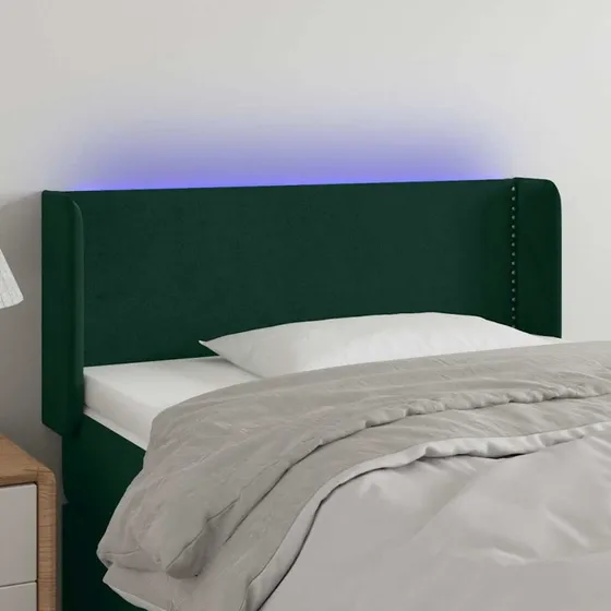 vidaXL Sengegavl med LED-lys, 83x16x78/88 cm, Mørkegrøn