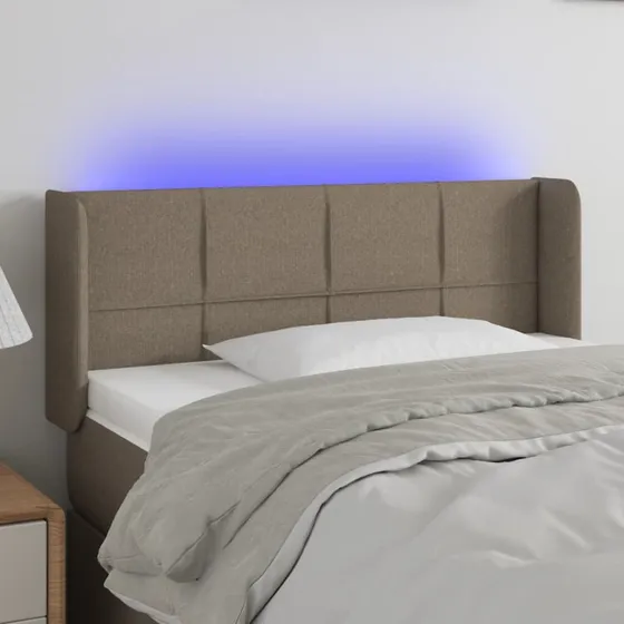 vidaXL Sengegavl med LED-lys 103x16x78/88 cm gråbrun