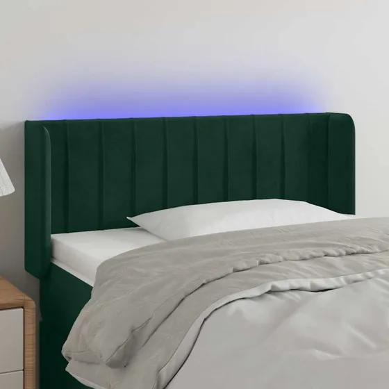 vidaXL Sengegavl med LED-lys 103x16x78/88 cm mørkegrøn