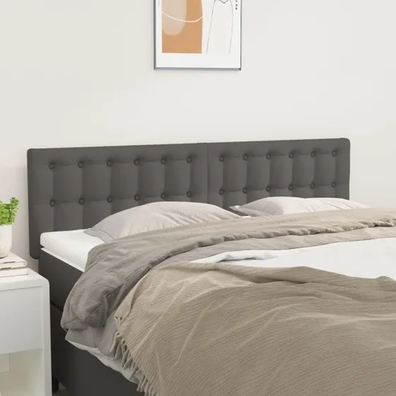 vidaXL Sengegavle 144x5x78/88 cm Grå Kunstlæder