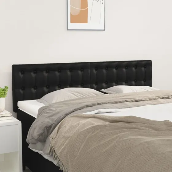 vidaXL Sengegavle 144x5x78/88 cm Sort Kunstlæder