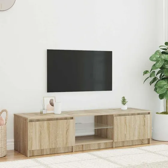 vidaXL tv-bord 140x40x36 cm røget egetræ med LED-lys