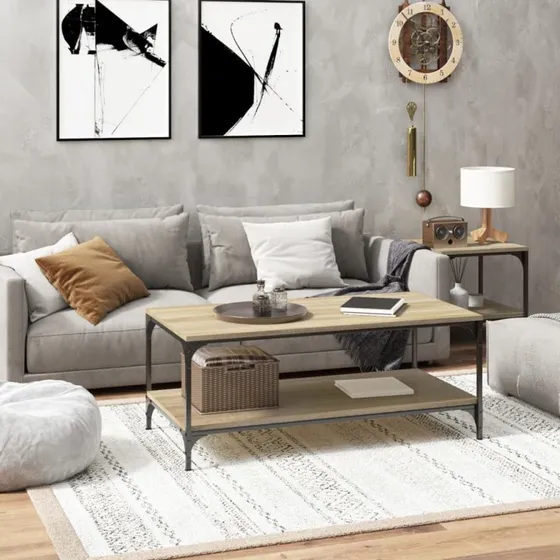 Sofabord Konstrueret Træ - Sort - 100 x 50 x 40 cm