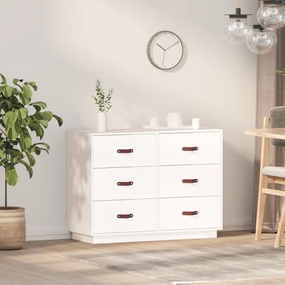 vidaXL Skænk 100x40x75 cm massivt fyrretræ hvid