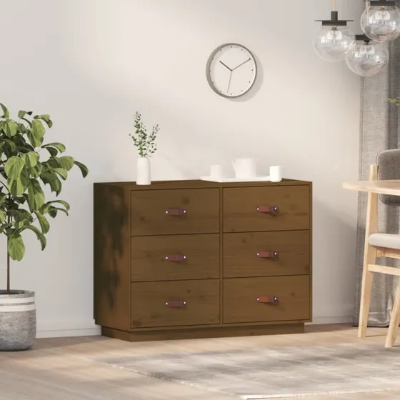vidaXL Skænk 100x40x75 cm massivt fyrretræ gyldenbrun